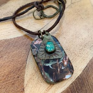 Handmade Jasper and Turquoise Assemblage Necklace